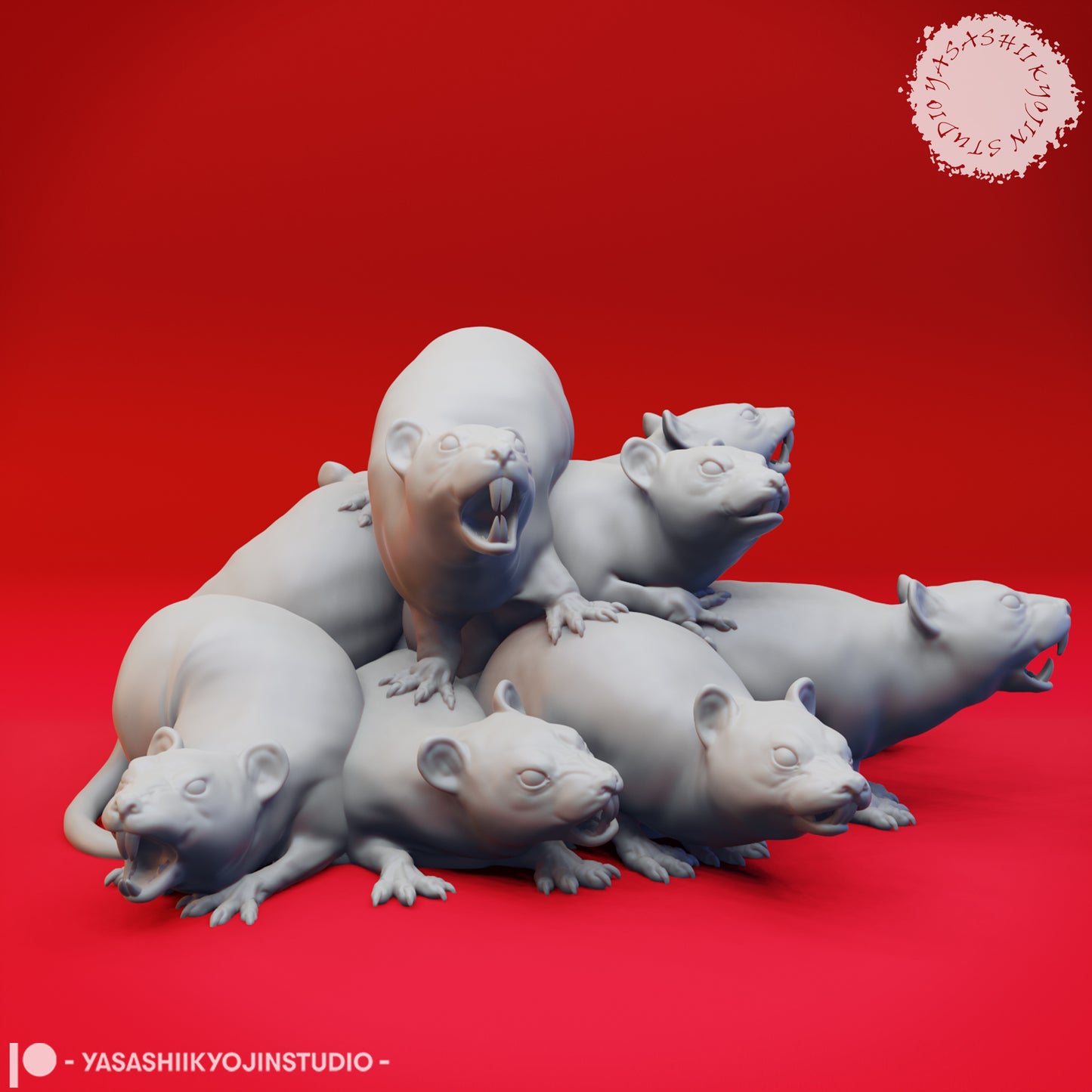 Swarm of Rats - 3D Printed Mini for Tabletop Gaming, Dungeons and Dragons, Pathfinder, Kings of War and other RPG's