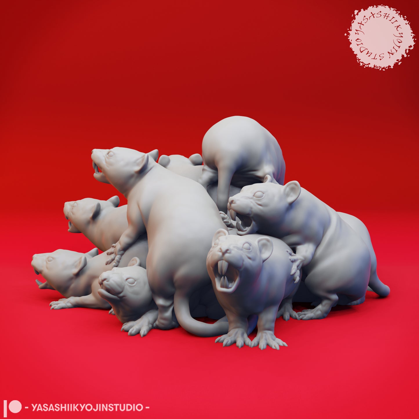 Swarm of Rats - 3D Printed Mini for Tabletop Gaming, Dungeons and Dragons, Pathfinder, Kings of War and other RPG's