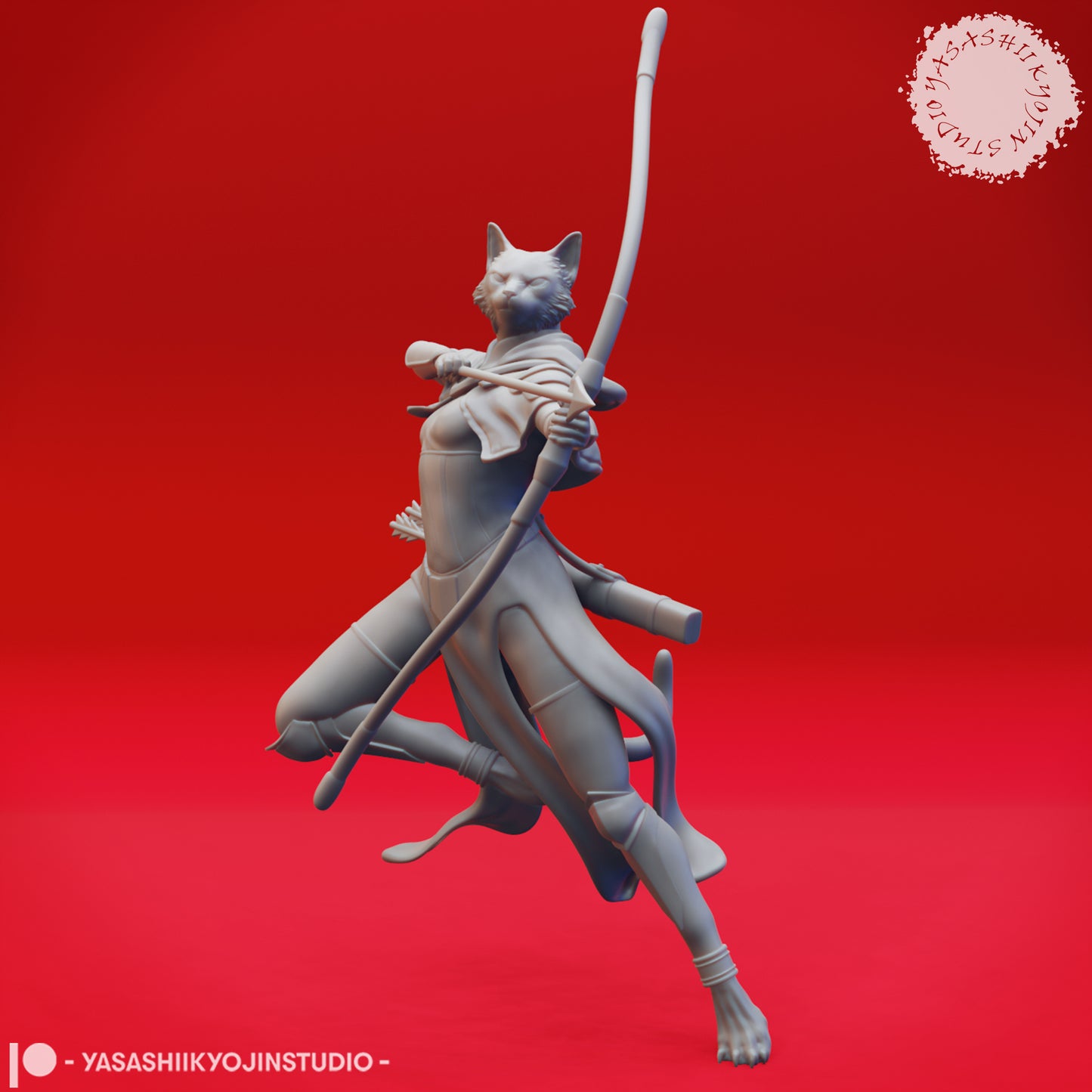 Tabaxi - Ranger - 3D Printed Mini for Tabletop Gaming, Dungeons and Dragons, Pathfinder, Kings of War and other RPG's