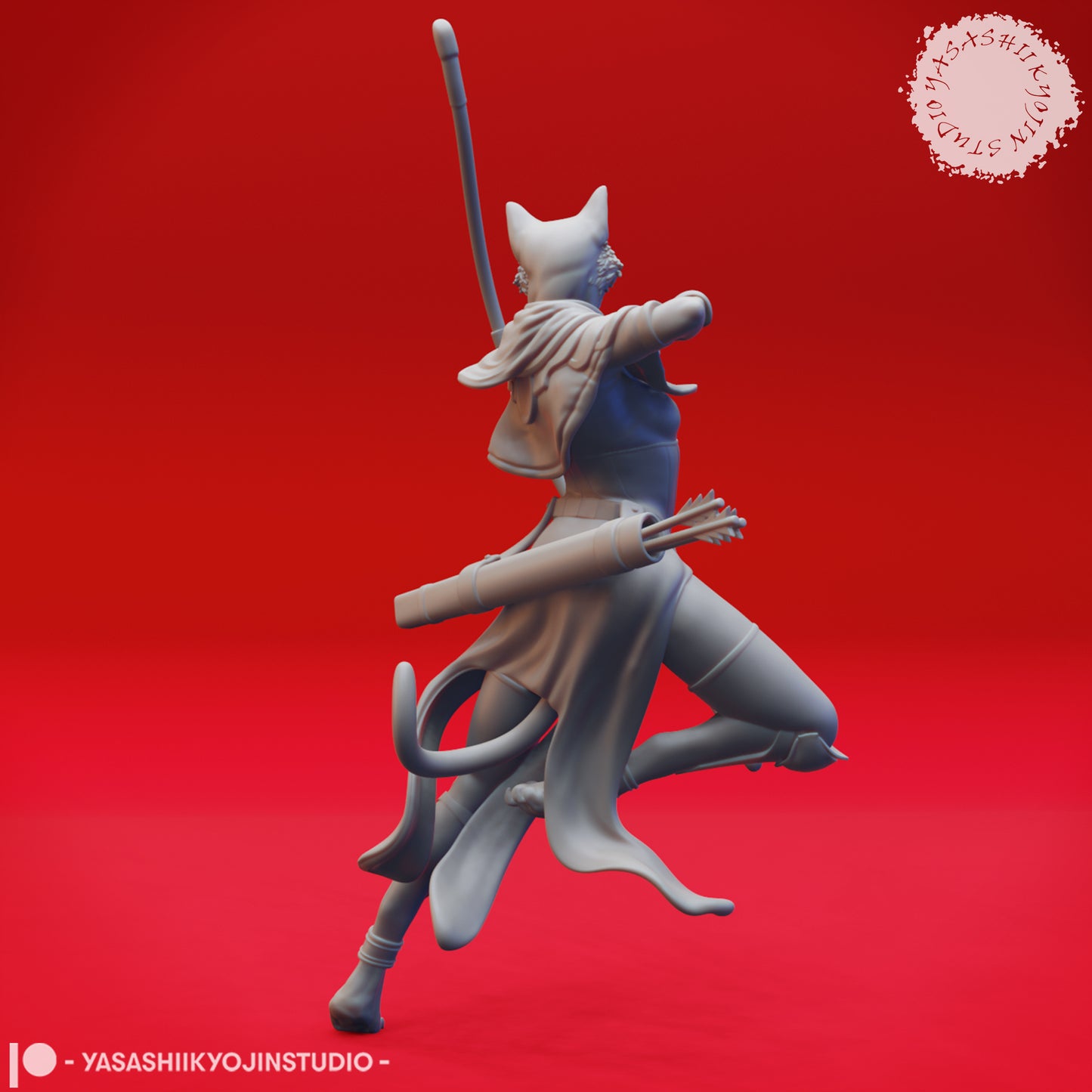 Tabaxi - Ranger - 3D Printed Mini for Tabletop Gaming, Dungeons and Dragons, Pathfinder, Kings of War and other RPG's