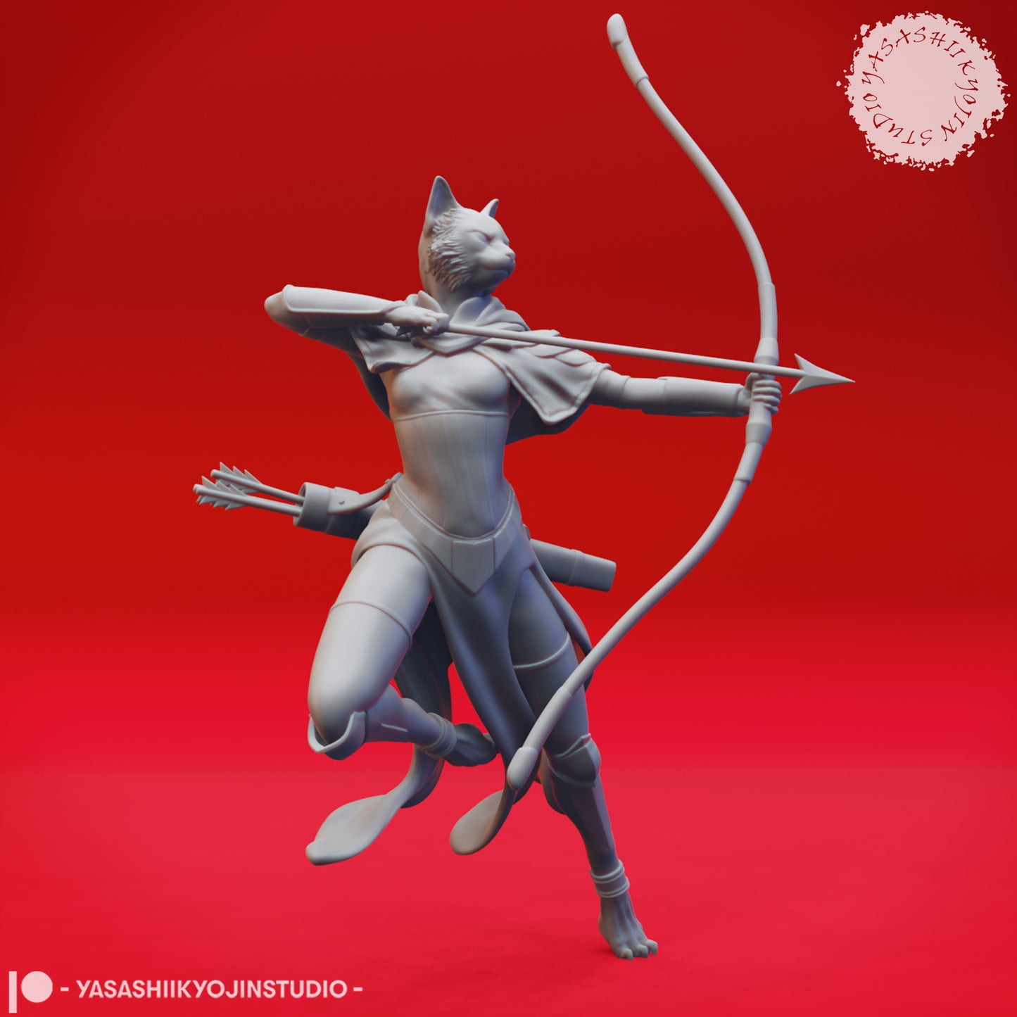 Tabaxi - Ranger - 3D Printed Mini for Tabletop Gaming, Dungeons and Dragons, Pathfinder, Kings of War and other RPG's