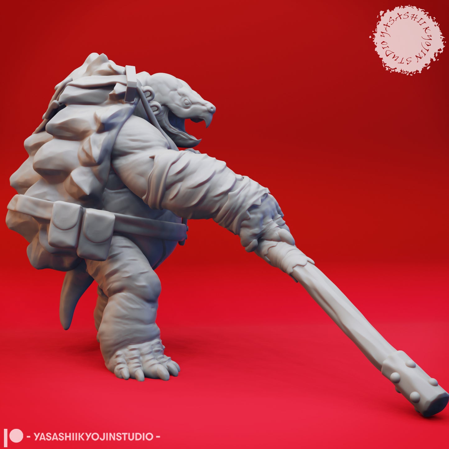 Tortle - Bo Staff - 3D Printed Mini for Tabletop Gaming, Dungeons and Dragons, Pathfinder, Kings of War and other RPG's