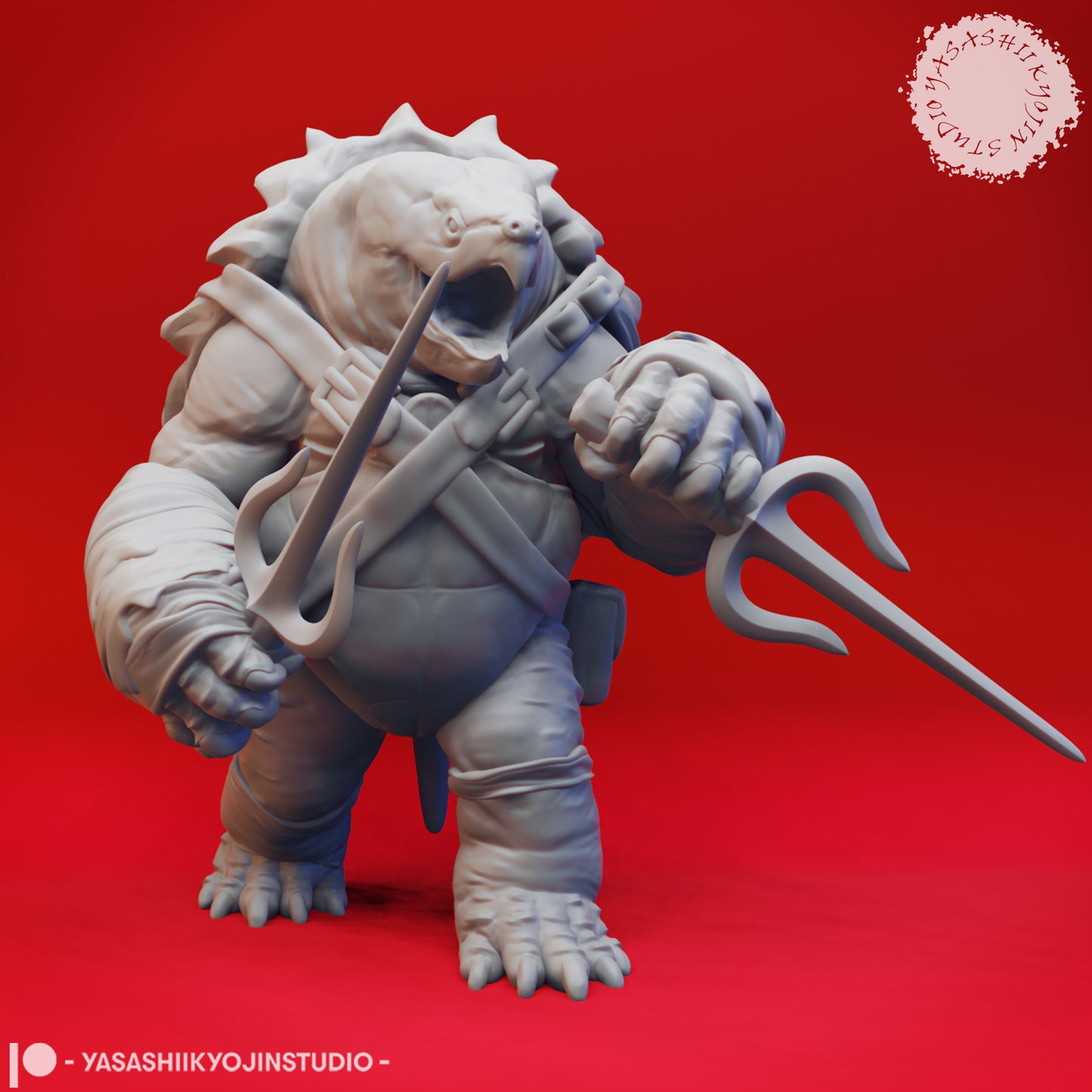 Tortle - Dual Sai - 3D Printed Mini for Tabletop Gaming, Dungeons and Dragons, Pathfinder, Kings of War and other RPG's