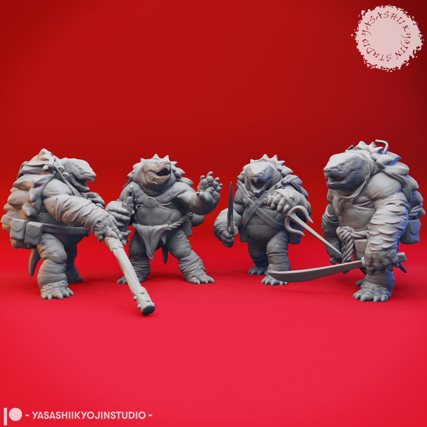 Tortle Gang - Bundle - 3D Printed Mini for Tabletop Gaming, Dungeons and Dragons, Pathfinder, Kings of War and other RPG's