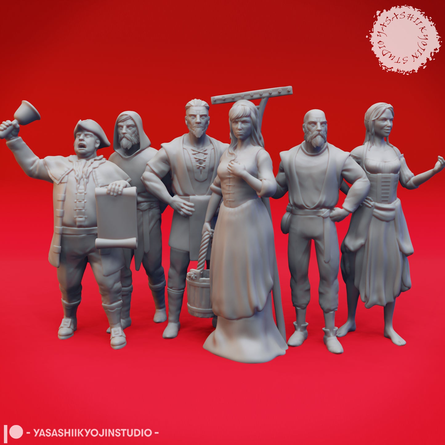 Townsfolk - Bundle - 3D Printed Mini for Tabletop Gaming, Dungeons and Dragons, Pathfinder, Kings of War and other RPG's