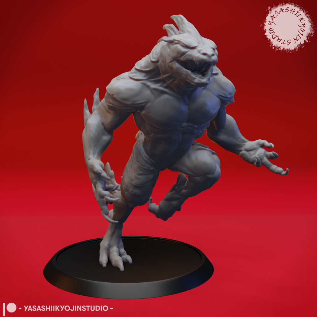 Troglodyte - Charging - 3D Printed Mini for Tabletop Gaming, Dungeons and Dragons, Pathfinder, Kings of War and other RPG's