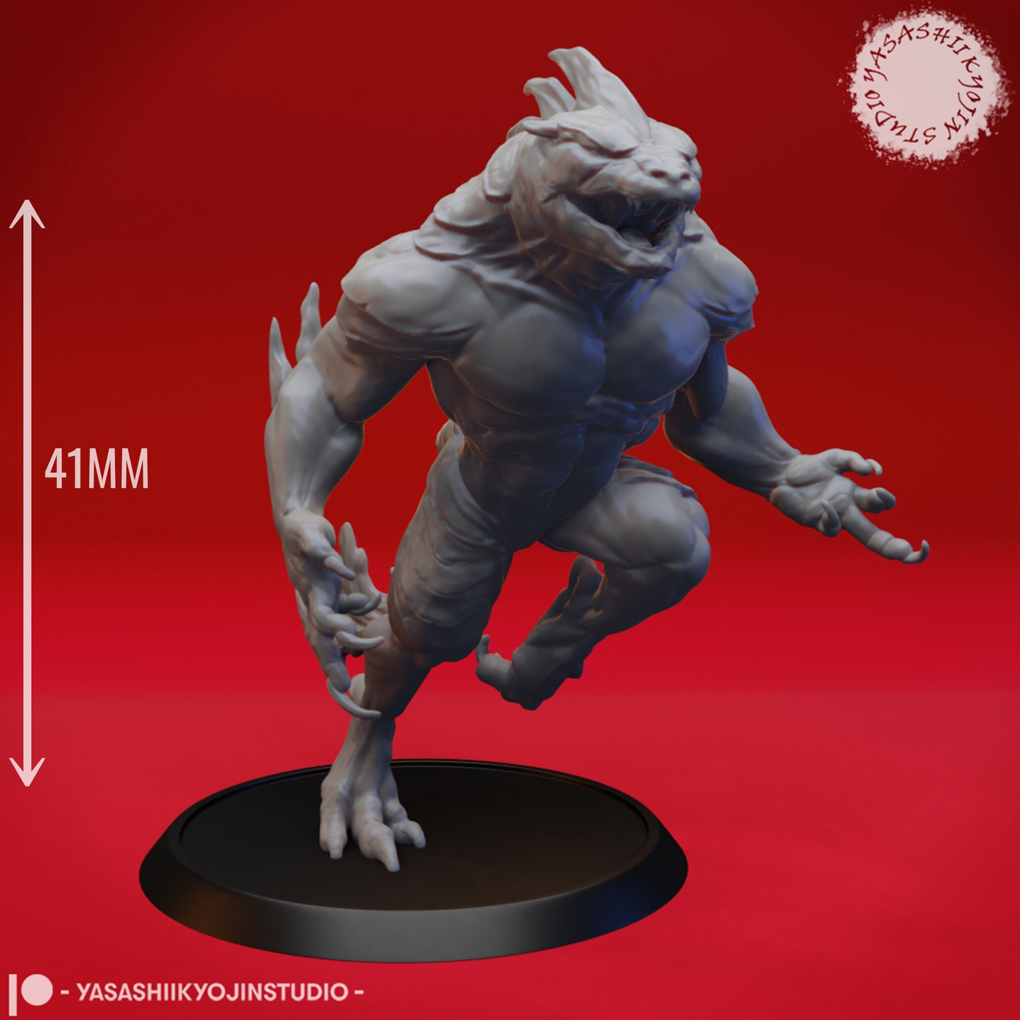 Troglodyte - Charging - 3D Printed Mini for Tabletop Gaming, Dungeons and Dragons, Pathfinder, Kings of War and other RPG's