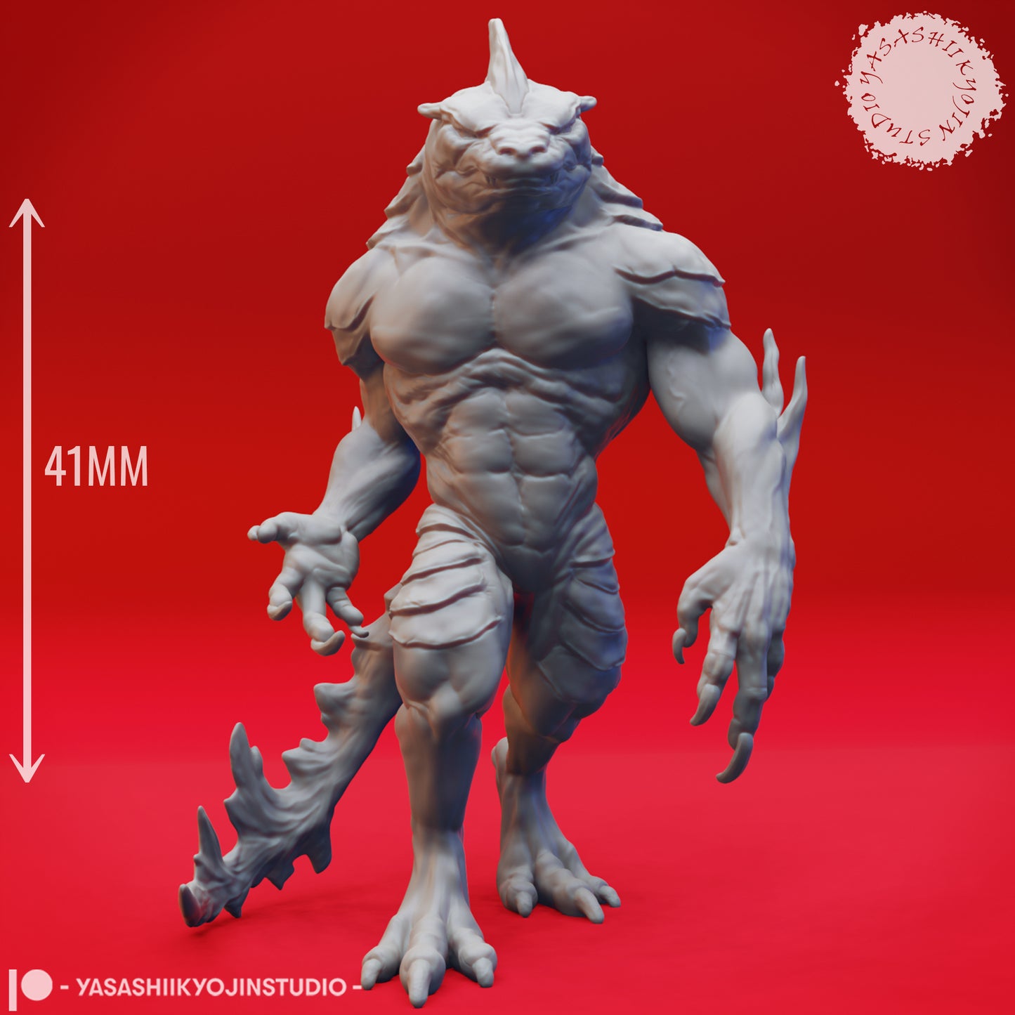 Troglodyte - Alert - 3D Printed Mini for Tabletop Gaming, Dungeons and Dragons, Pathfinder, Kings of War and other RPG's