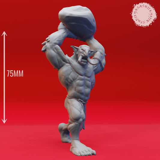 Troll Chucka - 3D Printed Mini for Tabletop Gaming, Dungeons and Dragons, Pathfinder, Kings of War and other RPG's