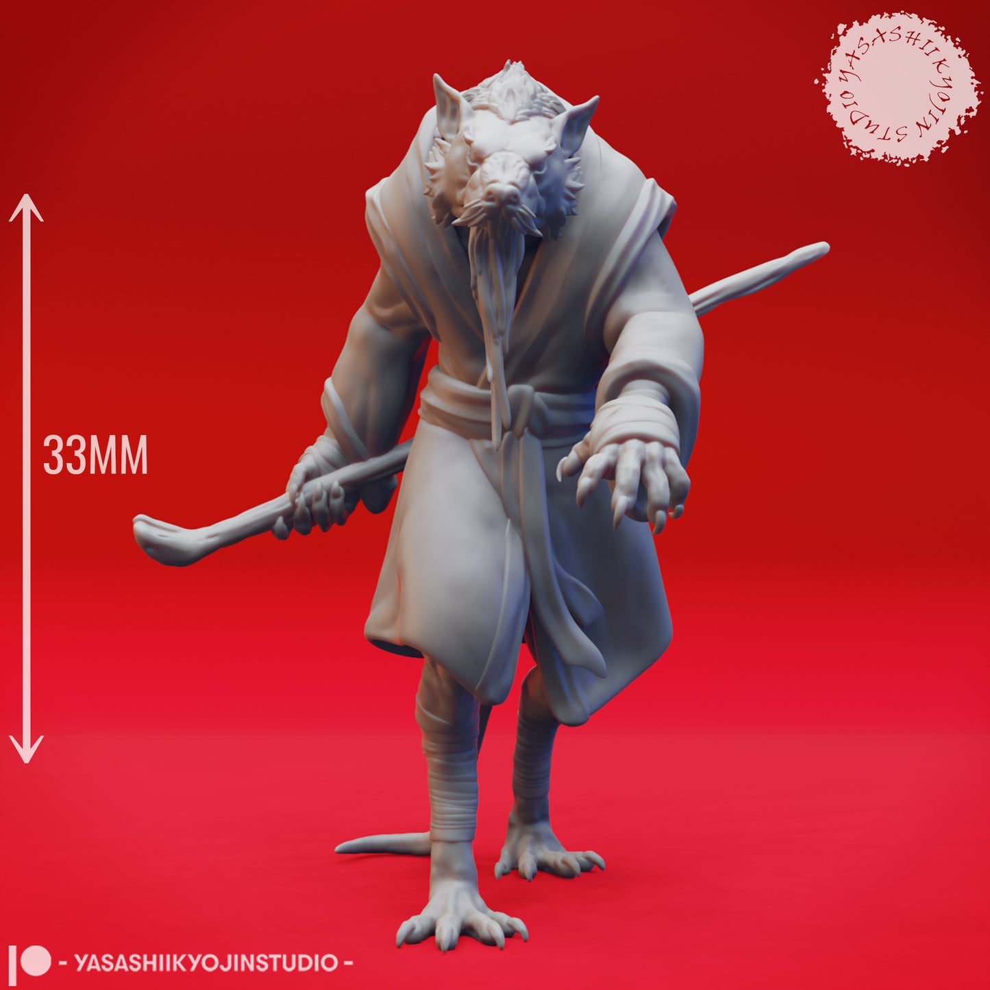 Wererat - Master - 3D Printed Mini for Tabletop Gaming, Dungeons and Dragons, Pathfinder, Kings of War and other RPG's