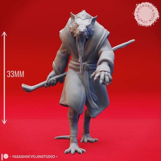 Wererat - Master - 3D Printed Mini for Tabletop Gaming, Dungeons and Dragons, Pathfinder, Kings of War and other RPG's