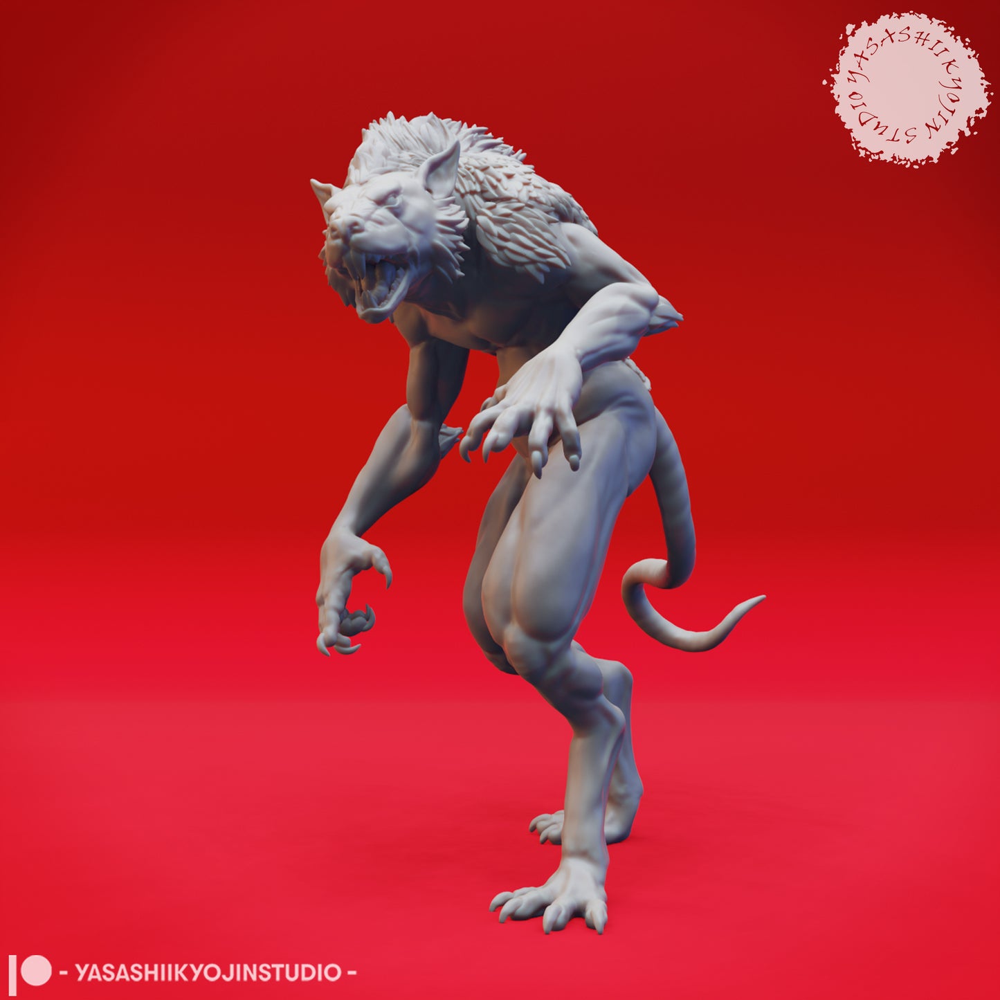 Wererat - Feral - 3D Printed Mini for Tabletop Gaming, Dungeons and Dragons, Pathfinder, Kings of War and other RPG's