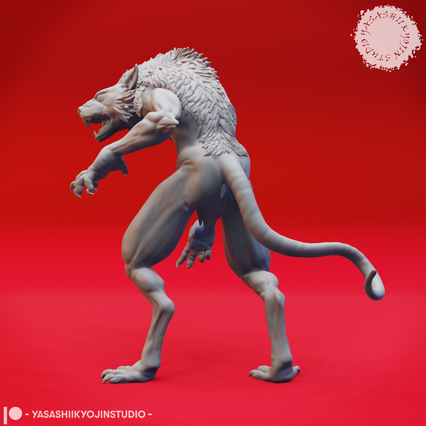 Wererat - Feral - 3D Printed Mini for Tabletop Gaming, Dungeons and Dragons, Pathfinder, Kings of War and other RPG's