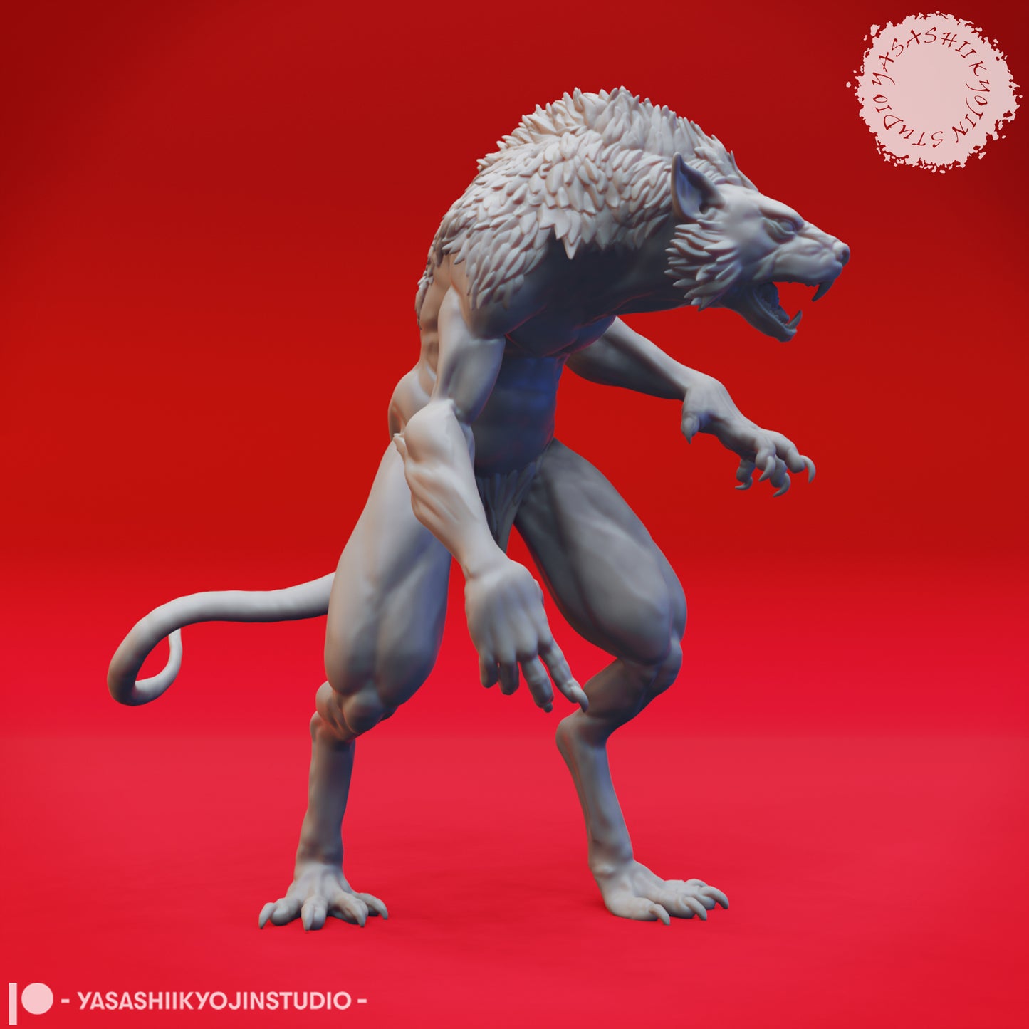Wererat - Feral - 3D Printed Mini for Tabletop Gaming, Dungeons and Dragons, Pathfinder, Kings of War and other RPG's