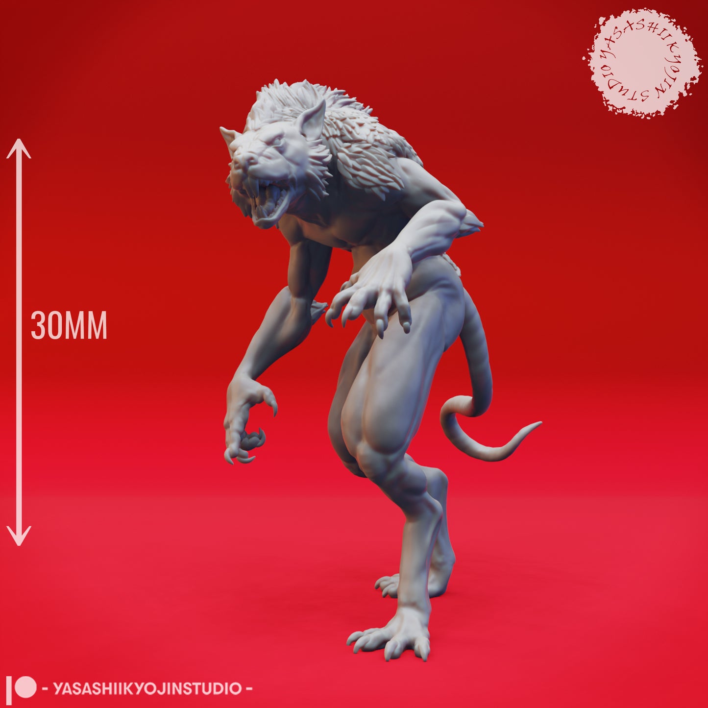 Wererat - Feral - Tabletop Miniature (Pre-Supported STL)