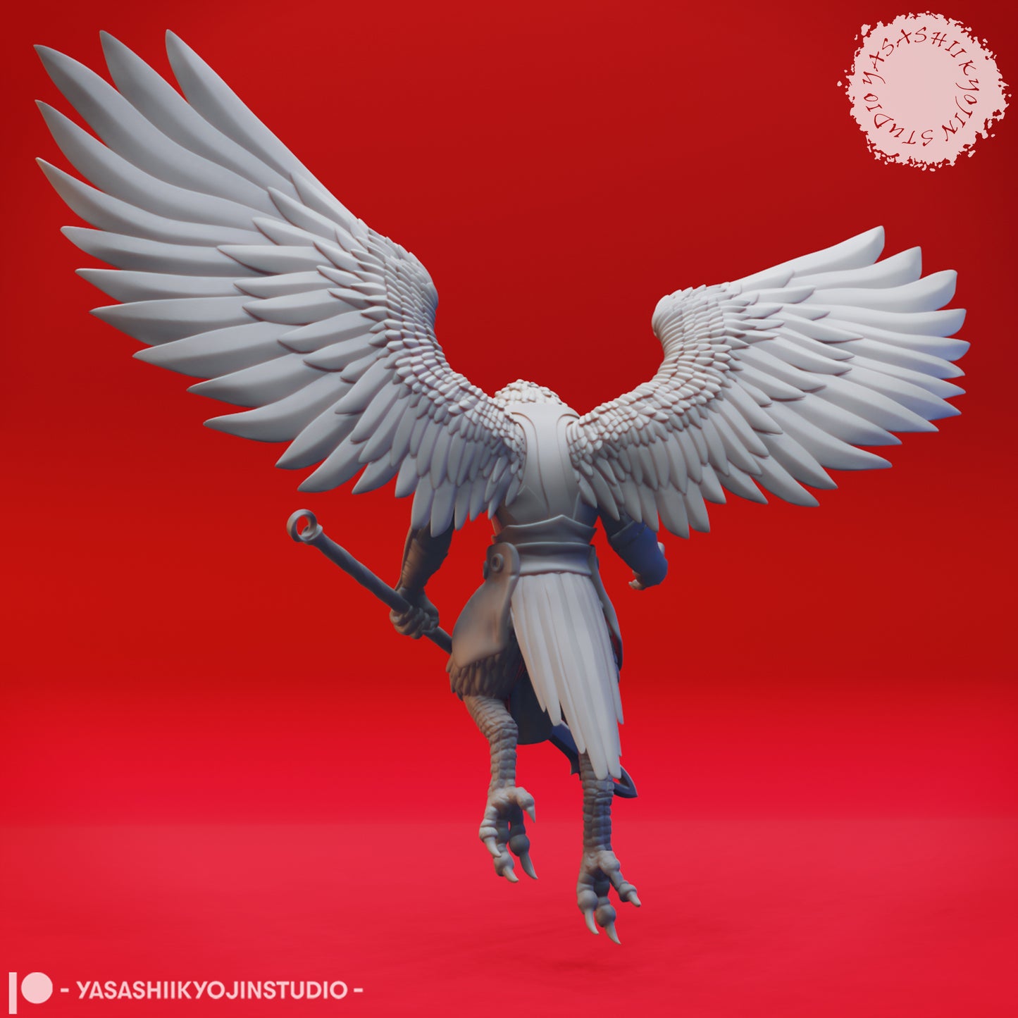 Wereraven - Spear - 3D Printed Mini for Tabletop Gaming, Dungeons and Dragons, Pathfinder, Kings of War and other RPG's