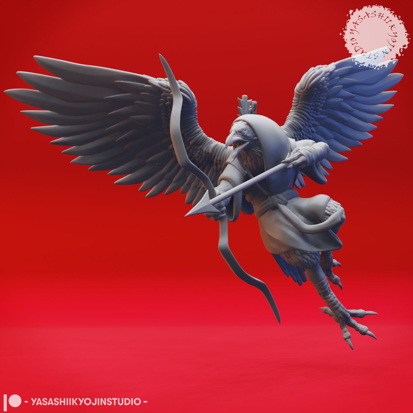 Wereraven - Archer - 3D Printed Mini for Tabletop Gaming, Dungeons and Dragons, Pathfinder, Kings of War and other RPG's