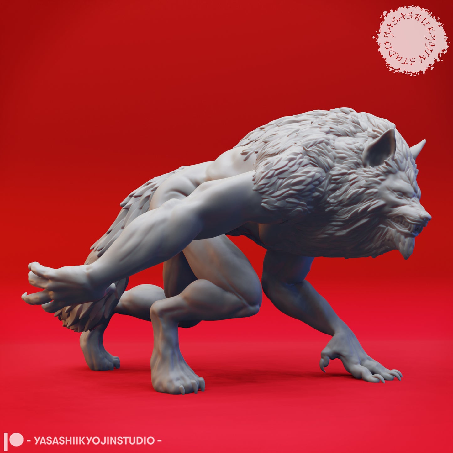 Werewolf - Stalking - 3D Printed Mini for Tabletop Gaming, Dungeons and Dragons, Pathfinder, Kings of War and other RPG's