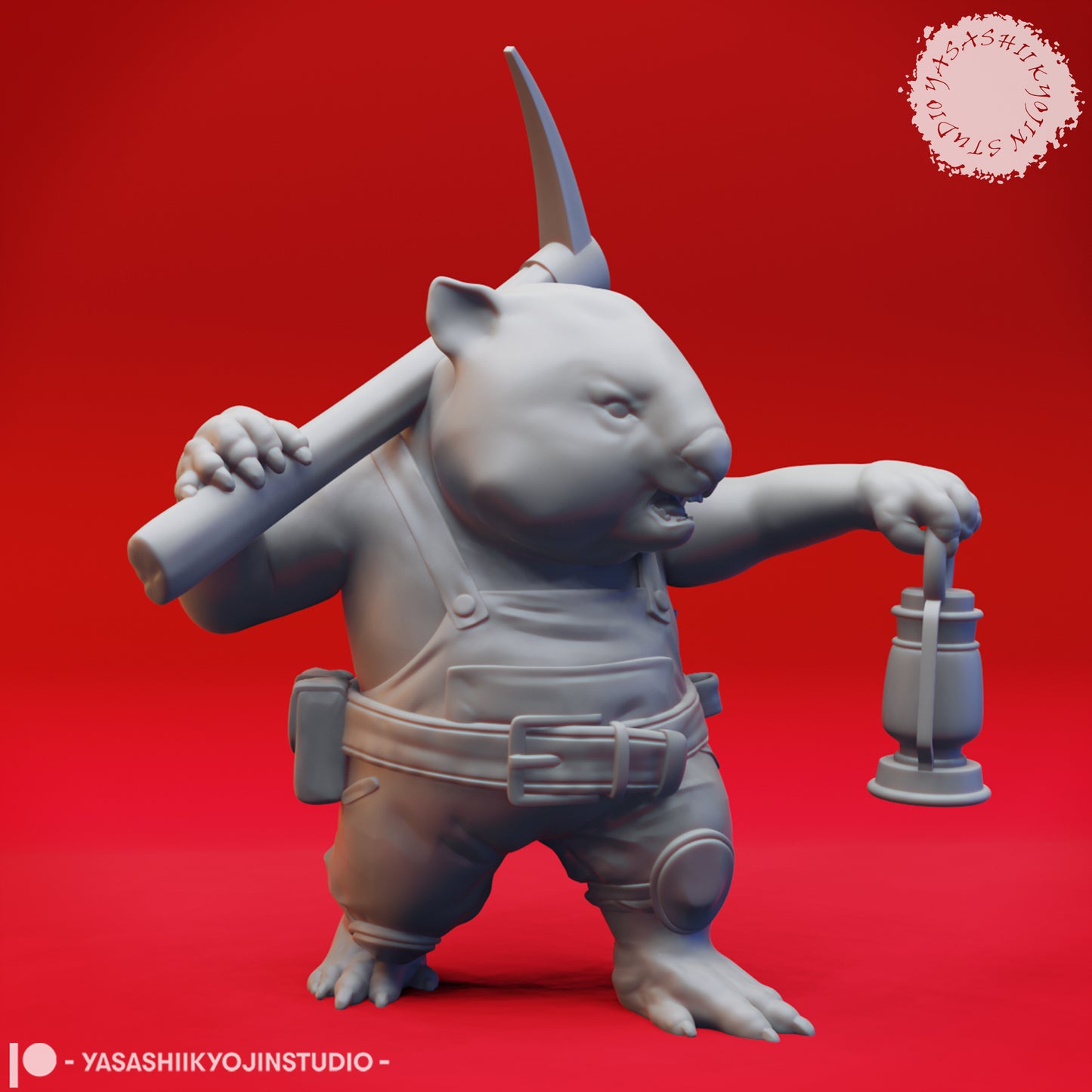 Wombat-folk Miner - Tabletop Miniature (Pre-Supported)
