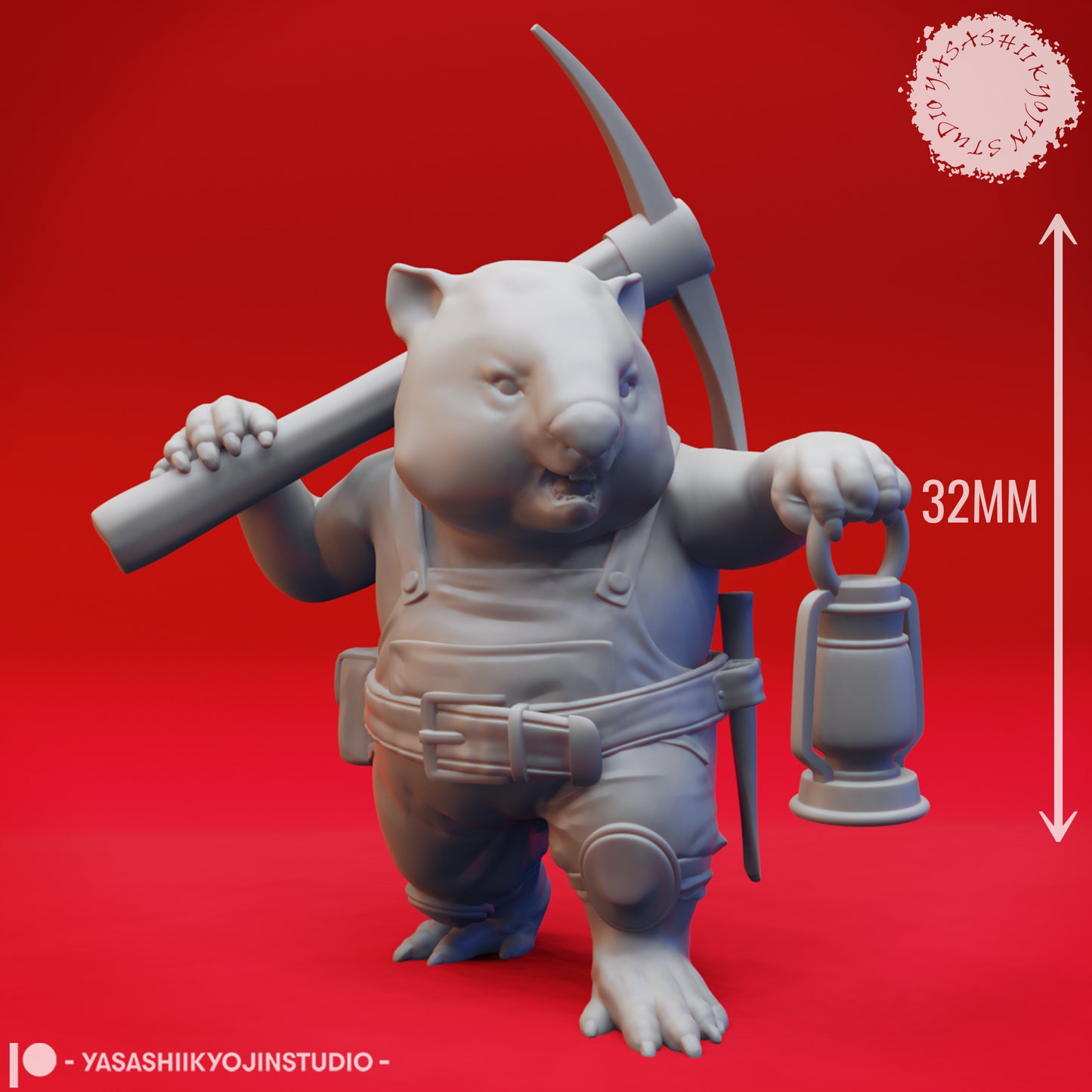 Wombat-folk Miner - Tabletop Miniature (Pre-Supported)