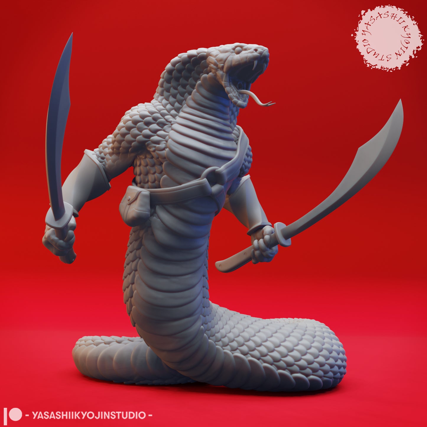 Yuan-Ti - Dual Sword - 3D Printed Mini for Tabletop Gaming, Dungeons and Dragons, Pathfinder, Kings of War and other RPG's