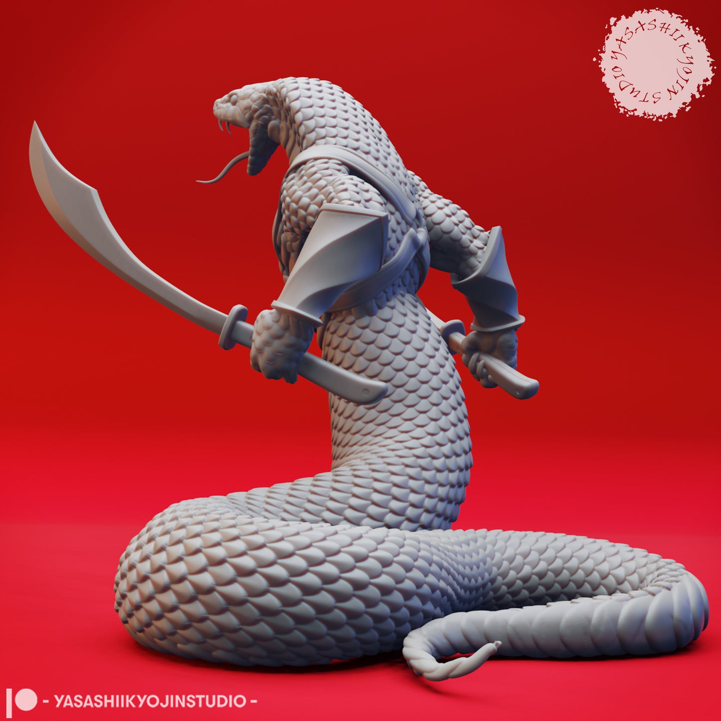 Yuan-Ti - Dual Sword - 3D Printed Mini for Tabletop Gaming, Dungeons and Dragons, Pathfinder, Kings of War and other RPG's