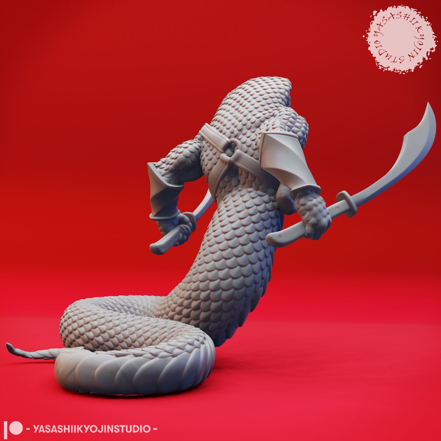 Yuan-Ti - Dual Sword - 3D Printed Mini for Tabletop Gaming, Dungeons and Dragons, Pathfinder, Kings of War and other RPG's