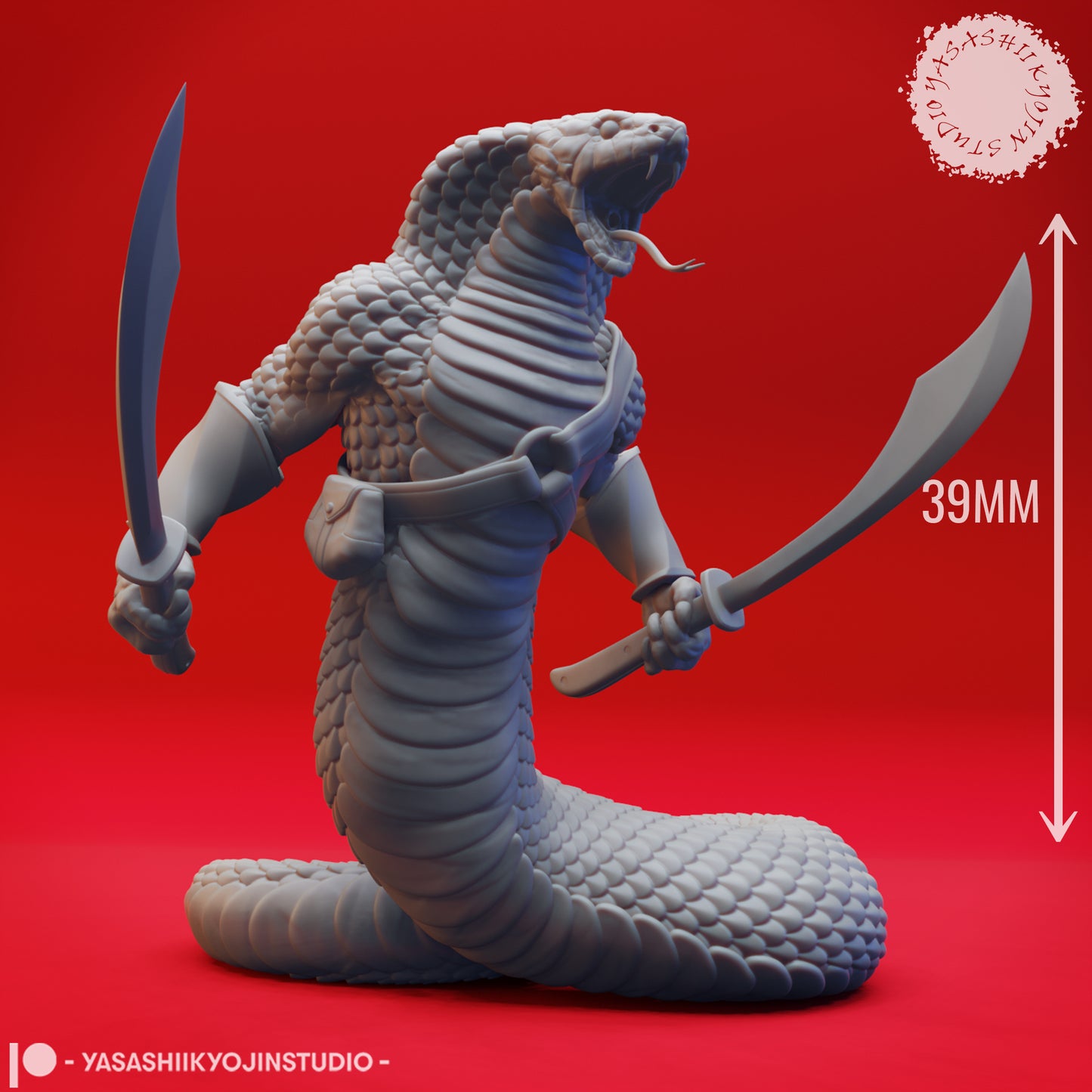 Yuan-Ti - Dual Sword - 3D Printed Mini for Tabletop Gaming, Dungeons and Dragons, Pathfinder, Kings of War and other RPG's