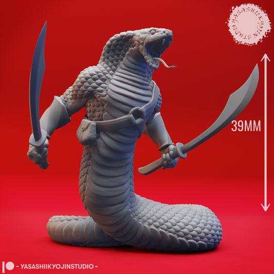 Yuan-Ti - Dual Sword - 3D Printed Mini for Tabletop Gaming, Dungeons and Dragons, Pathfinder, Kings of War and other RPG's