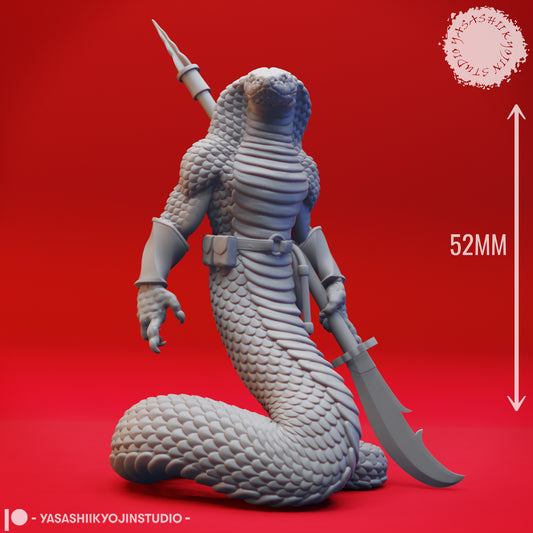 Yuan-Ti - Halberd - 3D Printed Mini for Tabletop Gaming, Dungeons and Dragons, Pathfinder, Kings of War and other RPG's