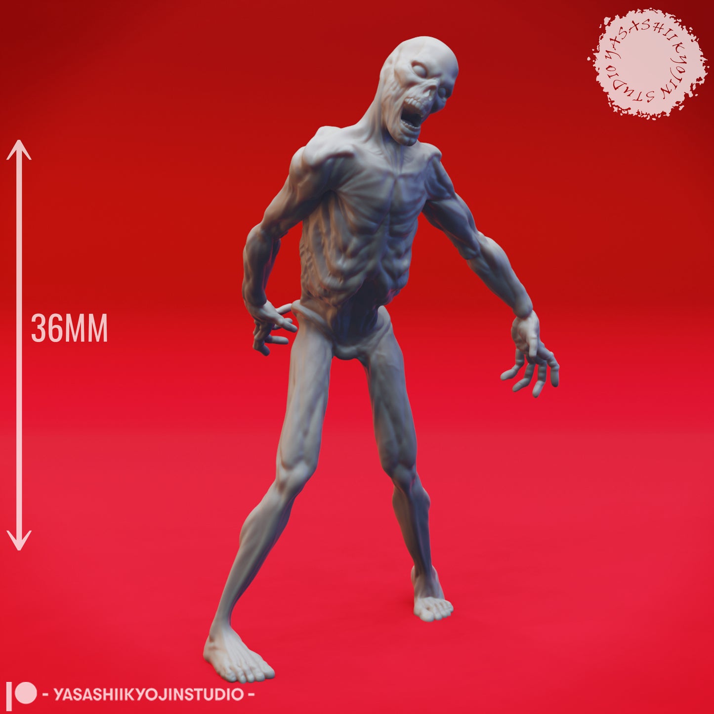 Zombie - Alert - 3D Printed Mini for Tabletop Gaming, Dungeons and Dragons, Pathfinder, Kings of War and other RPG's