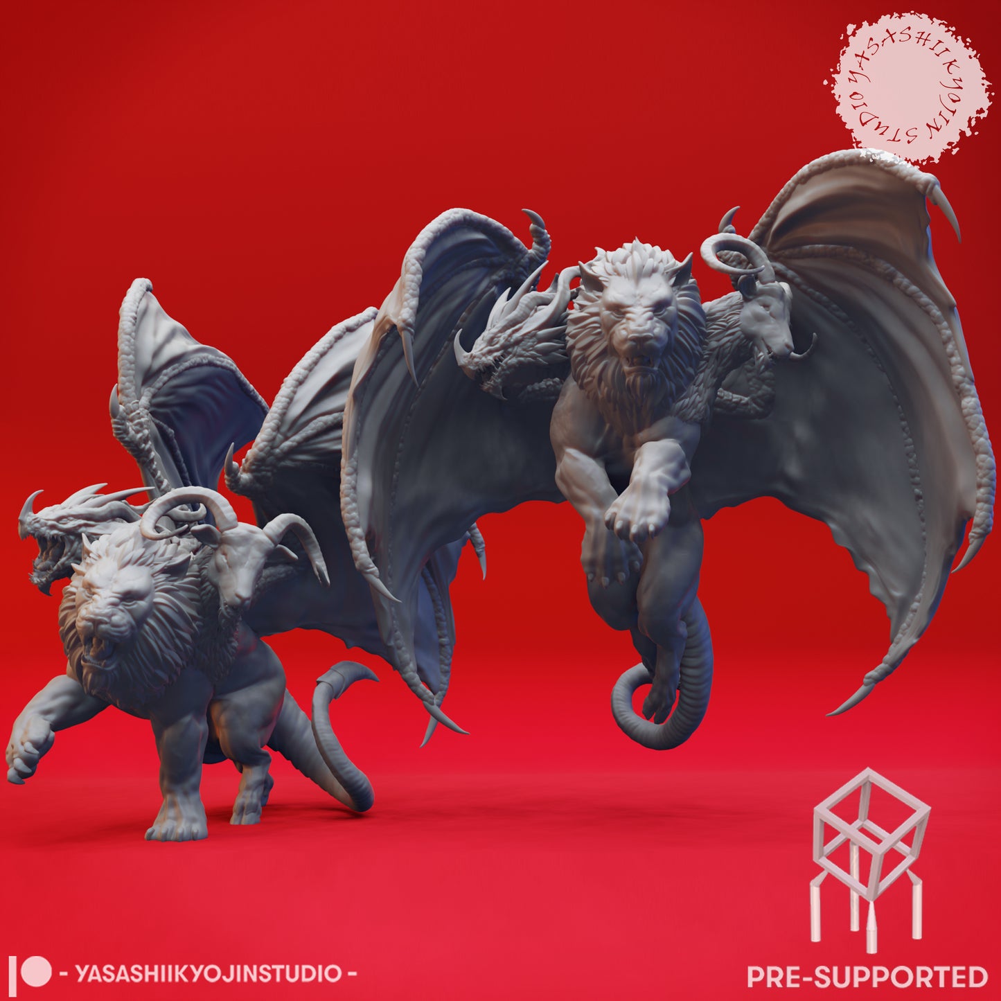 Chimera Pair - Tabletop Miniatures (Pre-Supported STL)