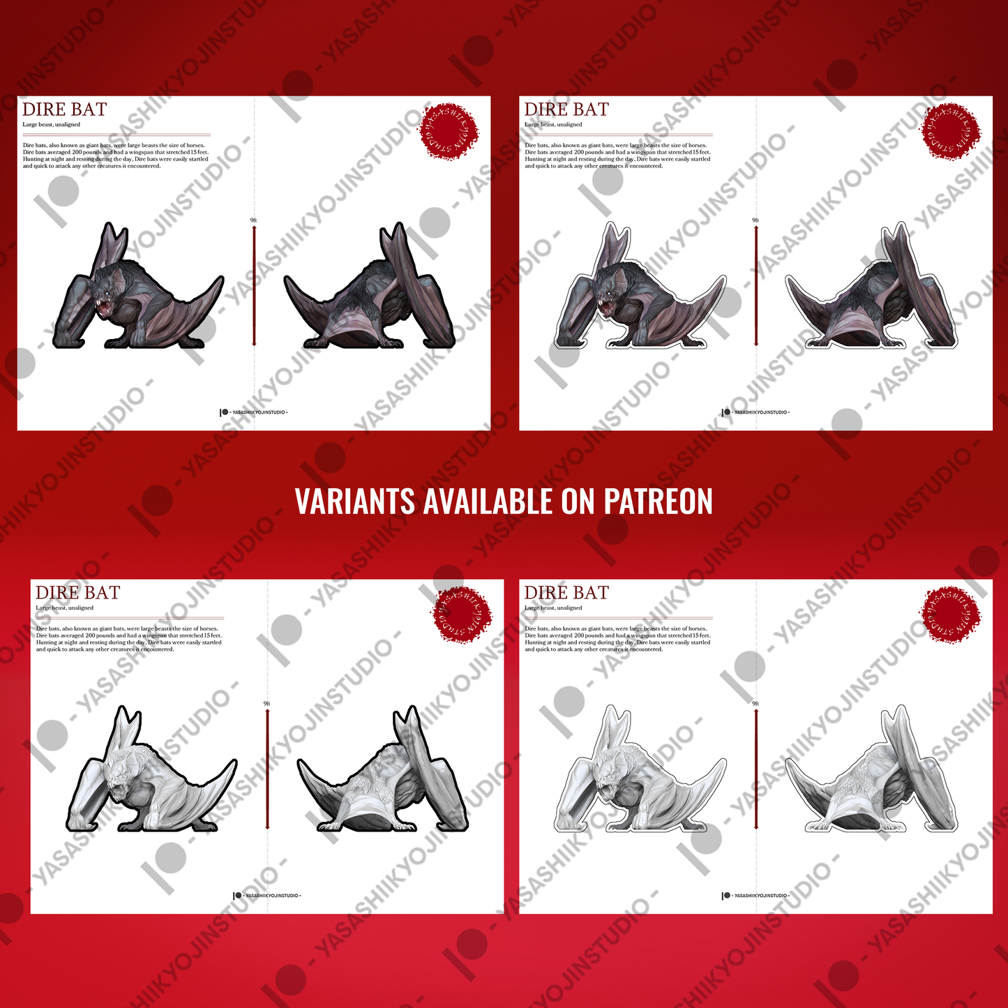 Dire Bat - Paper Mini Sample