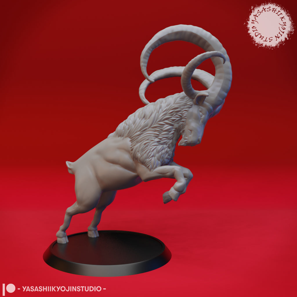 Giant Goat - Reaing - Tabletop Miniature (Pre-Supported STL)