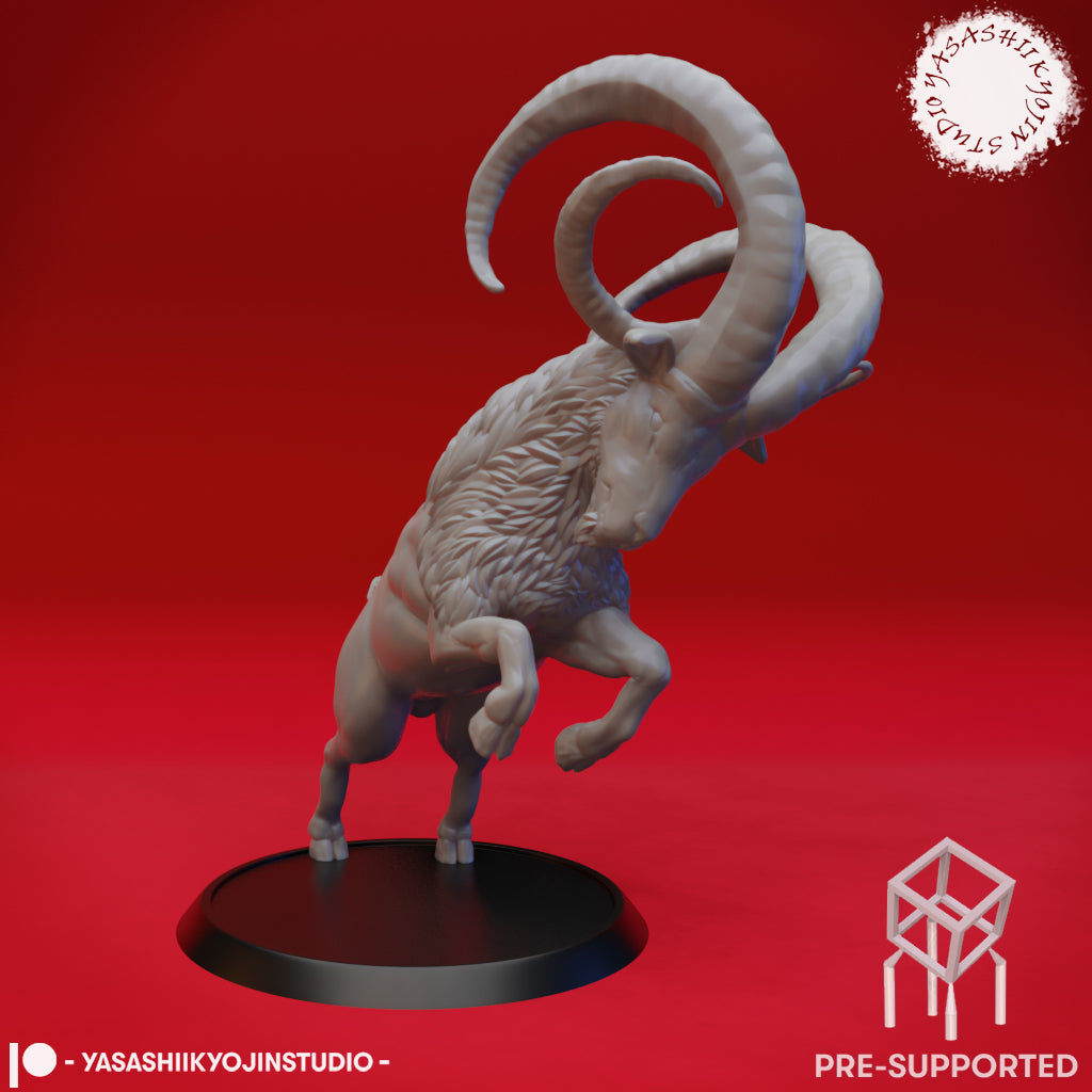 Giant Goat - Reaing - Tabletop Miniature (Pre-Supported STL)