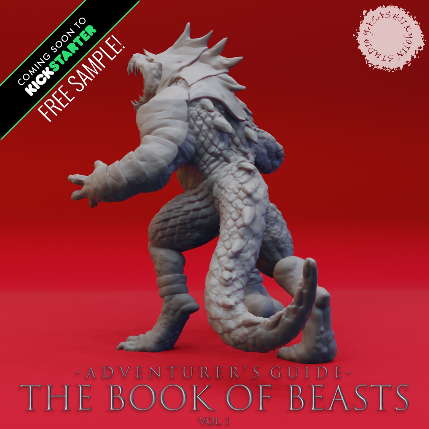 Lizardfolk War Chief - Book of Beasts KS Sample - Tabletop Miniature (Pre-Supported STL)