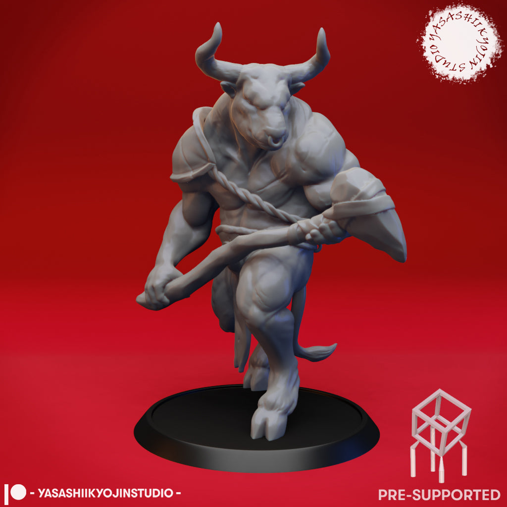 Minotaur - Club - Tabletop Miniature (Pre-Supported STL)