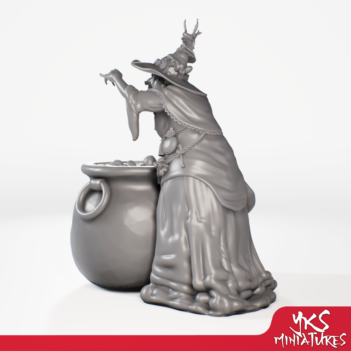 Barovian Witch - Cauldron - 3D Printed Mini for Tabletop Gaming, Dungeons and Dragons, Pathfinder, Kings of War and other RPG's