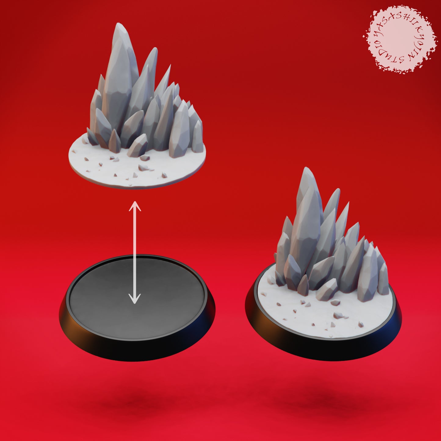 Basing Topper - Crystal - 25mm - 3D Printed Minis for Tabletop Gaming, Dungeons and Dragons, Pathfinder, Kings of War and other RPG's