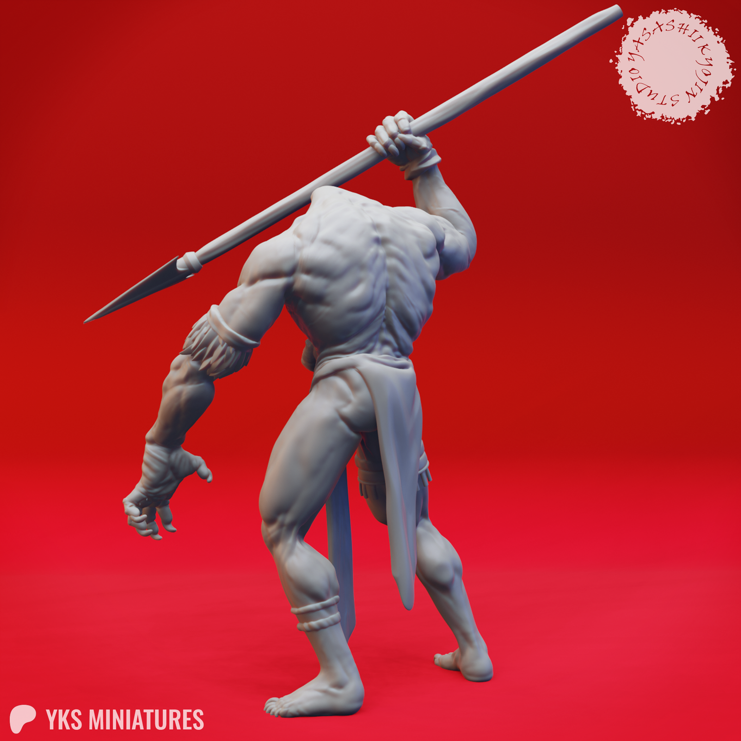 Blemmye - Spear - 3D Printed Mini for Tabletop Gaming, Dungeons and Dragons, Pathfinder, Kings of War and other RPG's
