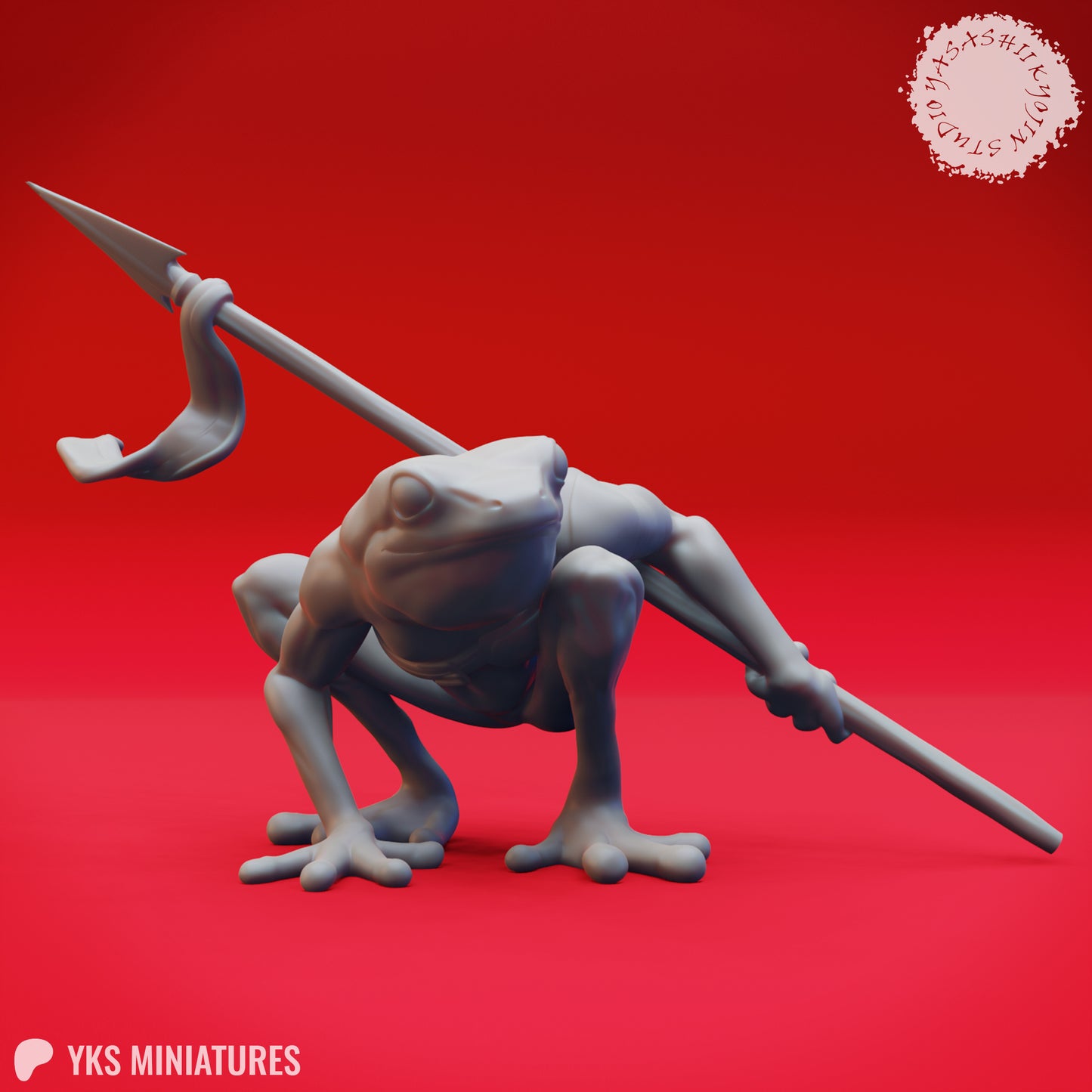 Bullywug - Spear - 3D Printed Mini for Tabletop Gaming, Dungeons and Dragons, Pathfinder, Kings of War and other RPG's