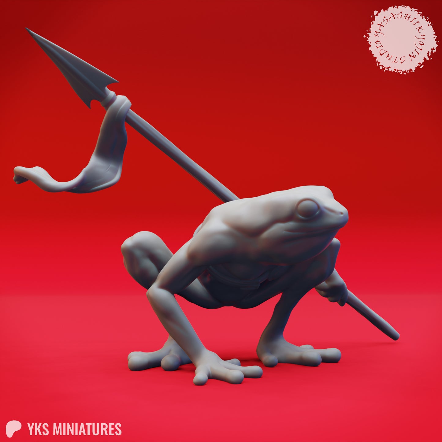 Bullywug - Spear - 3D Printed Mini for Tabletop Gaming, Dungeons and Dragons, Pathfinder, Kings of War and other RPG's