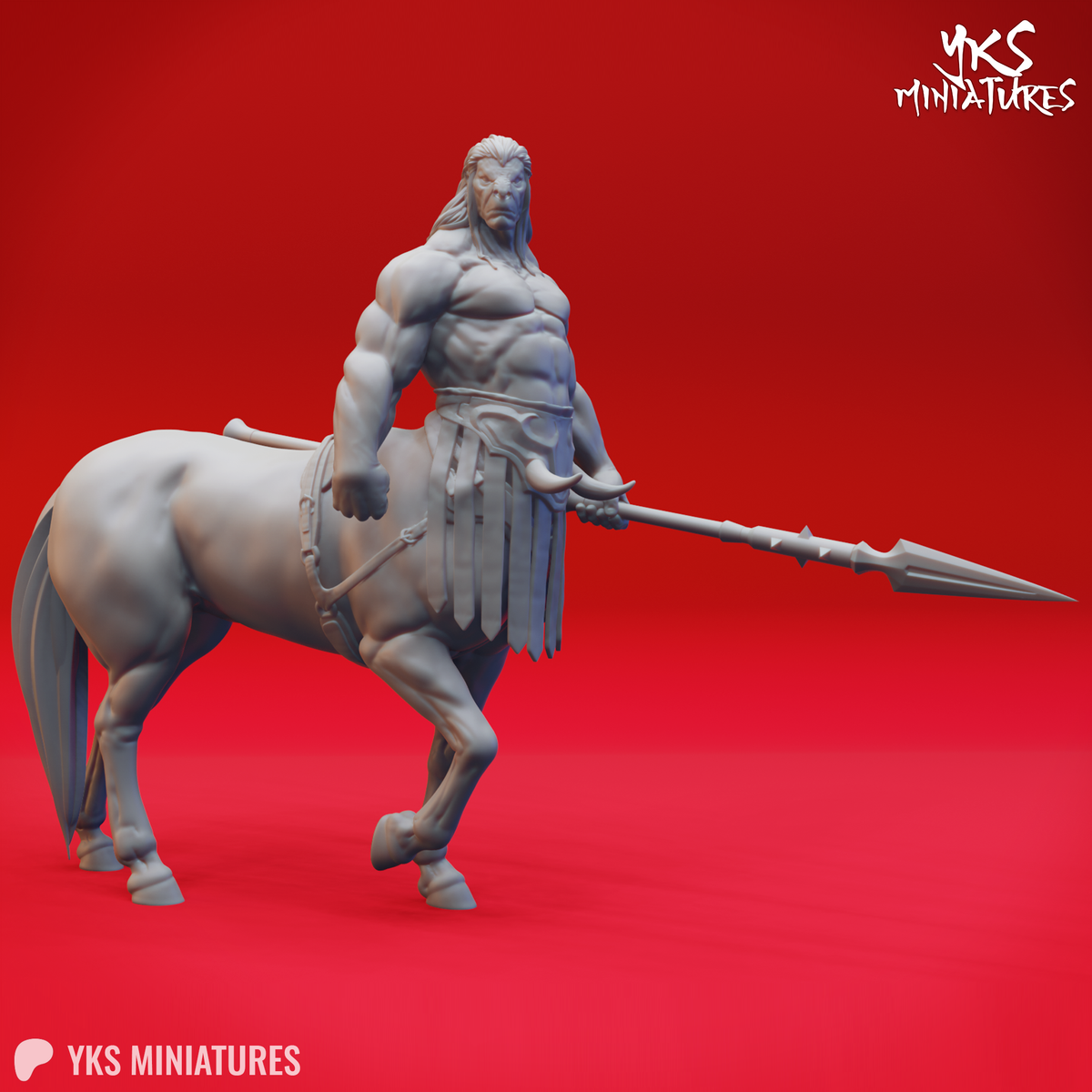 Centaur - Spear - 3D Printed Mini for Tabletop Gaming, Dungeons and Dragons, Pathfinder, Kings of War and other RPG's