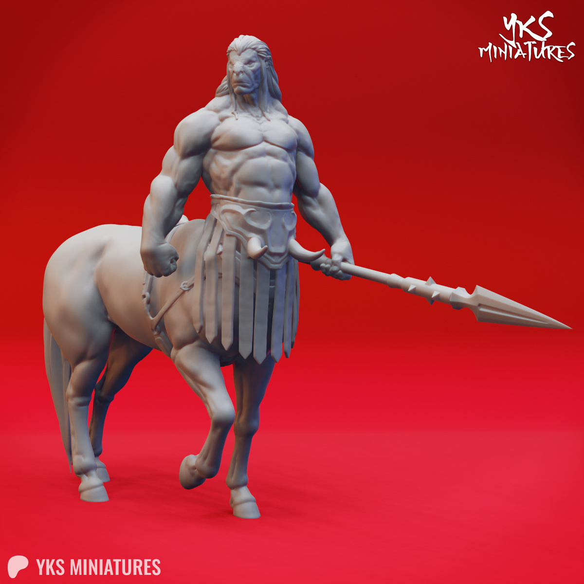Centaur - Spear - 3D Printed Mini for Tabletop Gaming, Dungeons and Dragons, Pathfinder, Kings of War and other RPG's