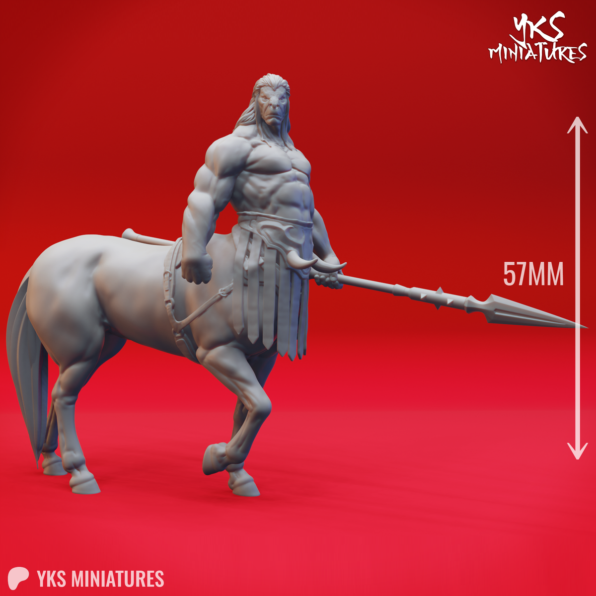 Centaur - Spear - 3D Printed Mini for Tabletop Gaming, Dungeons and Dragons, Pathfinder, Kings of War and other RPG's