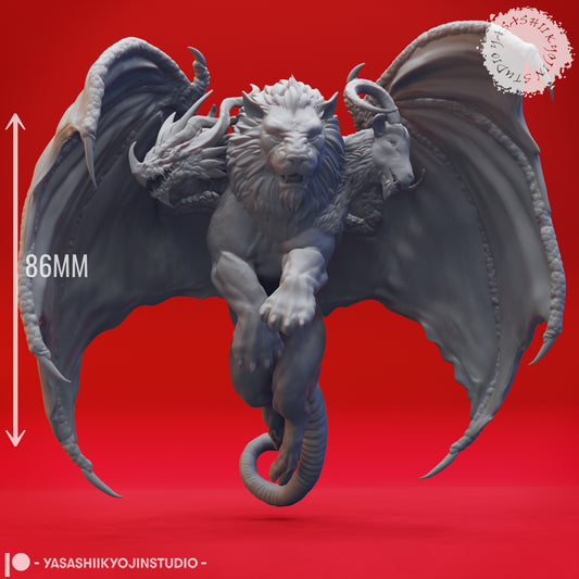 Chimera - Flying - 3D Printed Mini for Tabletop Gaming, Dungeons and Dragons, Pathfinder, Kings of War and other RPG's