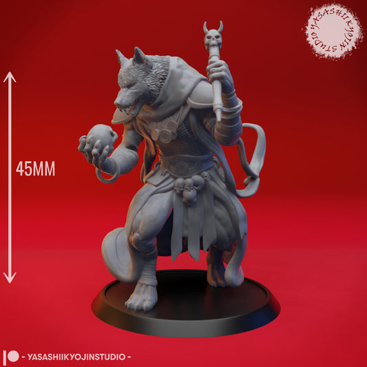 Coyote Necromancer - 3D Printed Mini for Tabletop Gaming, Dungeons and Dragons, Pathfinder, Kings of War and other RPG's