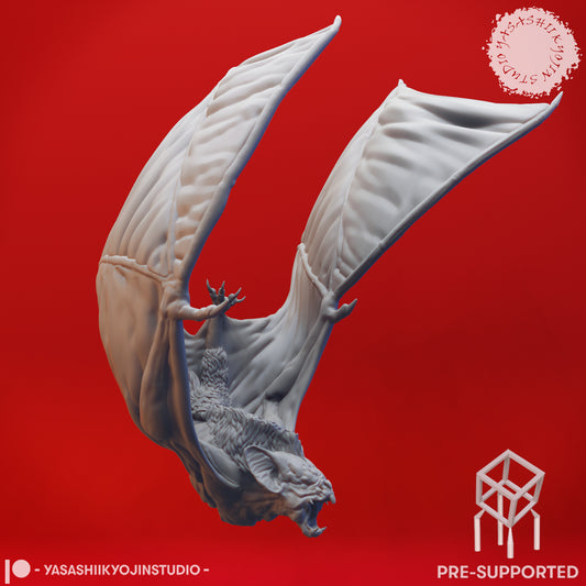 Dire Bat - Swooping - Tabletop MIniature (Pre-Supported STL)