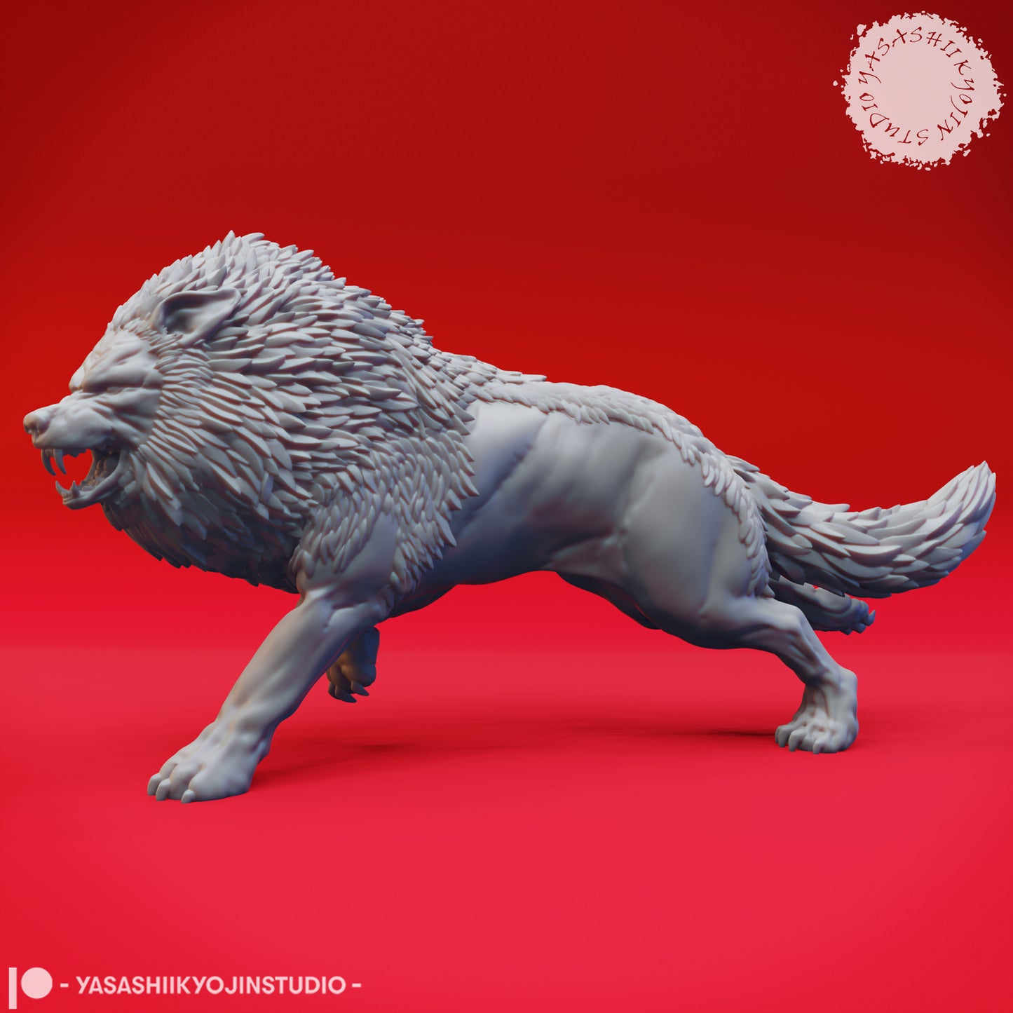Dire Wolf - Charging - Tabletop MIniature (Pre-Supported STL)