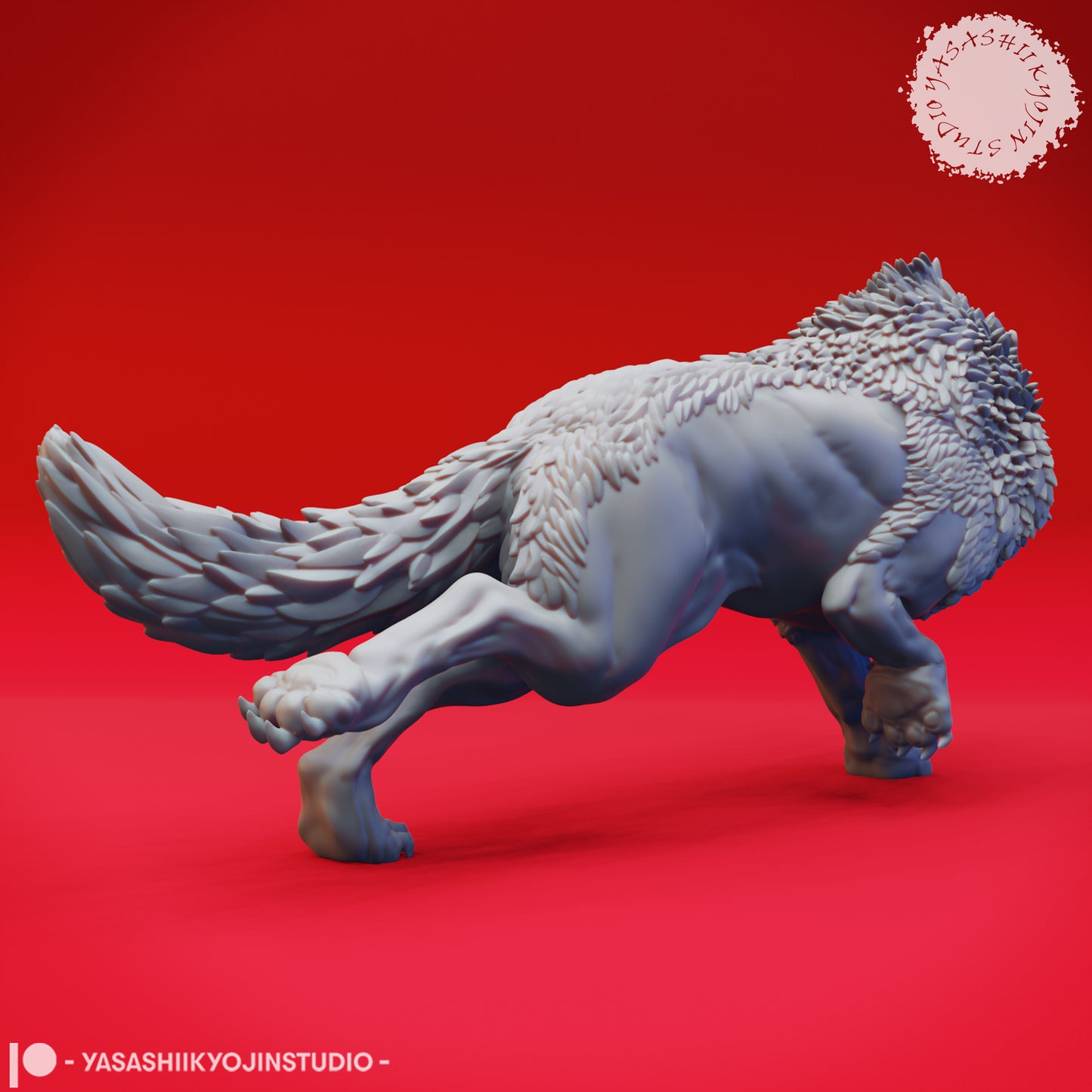 Dire Wolf - Charging - Tabletop MIniature (Pre-Supported STL)